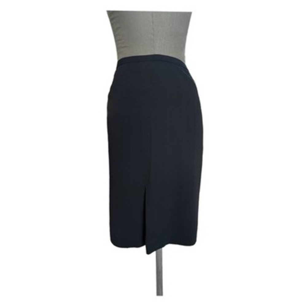 Jones New York Black Pencil Skirt Knee Length Pleated Back Slit Women's Size 10 - Picture 6 of 7